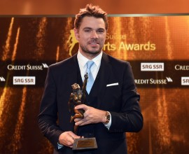 Zuerich, 13.12.2015, Sport allgemein - Credit Suisse Sports Awards, Stan Wawrinka mit dem Pokal zum Sportler des Jahres an den Sports Awards. (Melanie Duchene/EQ Images)